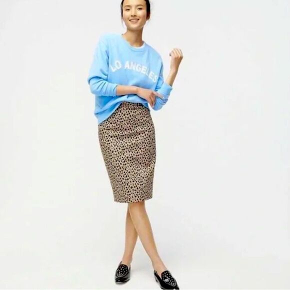 J. Crew Cheetah Leopard Print Pencil Skirt - Size 8 - Picture 1 of 9